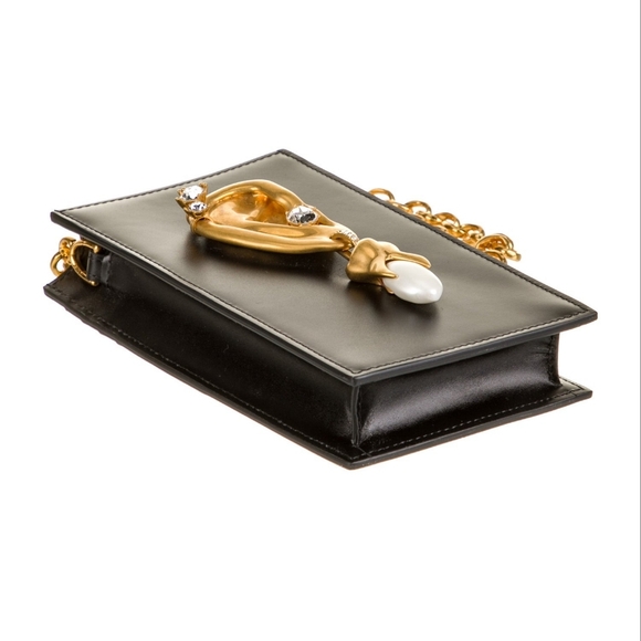 🌹Rare Schiaparelli Black Leather Ear Chain Phone Case - Picture 3 of 15